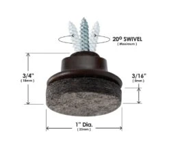 Slipstick Gorilla Felt Swivel Chocolate 1" 25mm -Home Hardware 6890305 3