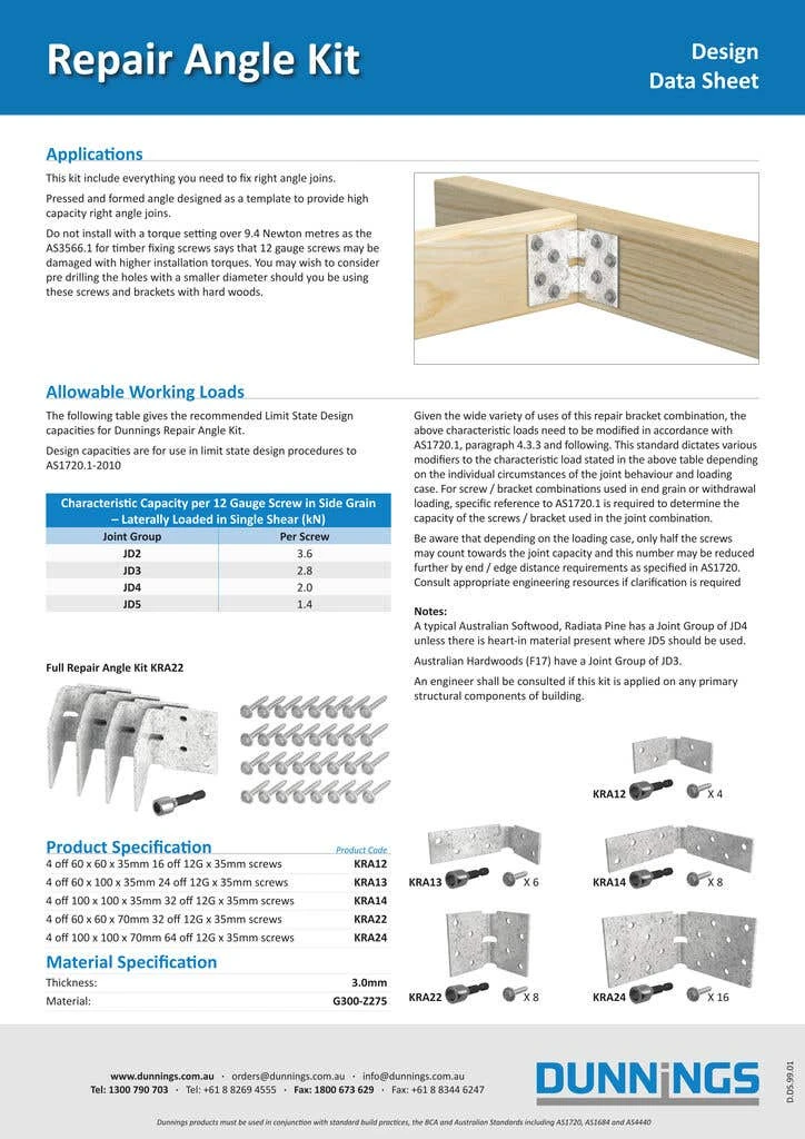 Angle Bracket Repair Kit 60 X 100 X 35mm - 4 Pack 4 Angle Bracket Repair Kit 60 X 100 X 35mm - 4 Pack - Image 2