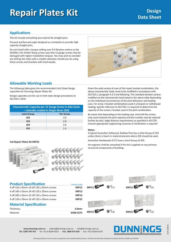 Plate Bracket Repair Kit 200 X 35mm - 4 Pack 4 Plate Bracket Repair Kit 200 X 35mm - 4 Pack - Image 2