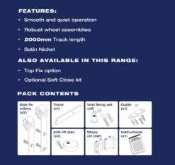 Cowdroy Barn Door Hardware Kit With Side Fix S/N 2m -Home Hardware 7045503 5