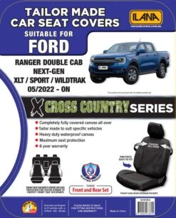 Ford Ranger Next Gen Front & Rear Pack Cross Country Canvas Black Car Seat Cover -Home Hardware 7086242 1 3
