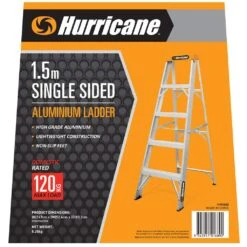 Hurricane Single Sided Domestic Aluminium Ladder 1.5m 120kg -Home Hardware 7151608 5