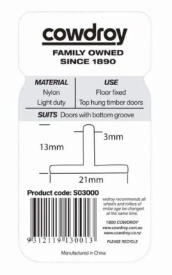 Cowdroy Nylon Light Duty Door Guide -Home Hardware s03000 3