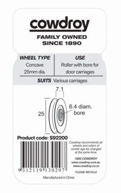 Cowdroy 25mm Concave Wheel & Bore 2 Pack -Home Hardware s92200 3