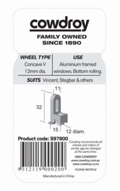 Cowdroy 12mm Sliding Window Concave Wheel Sheave Pair -Home Hardware s97800 3